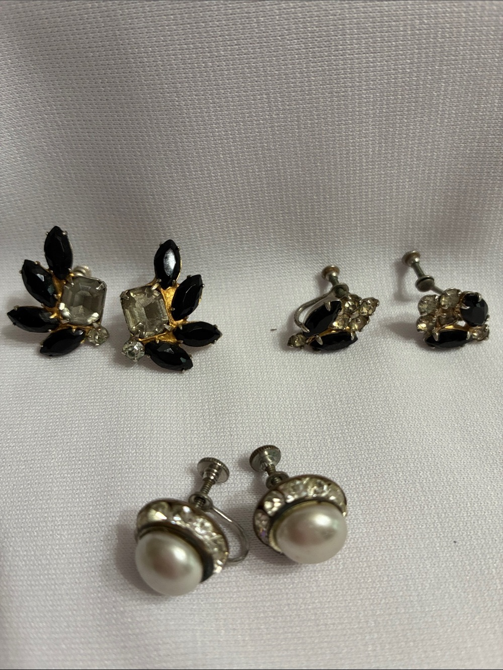 Mid-Century Vintage Screw Back Earrings, set of 3 pairs